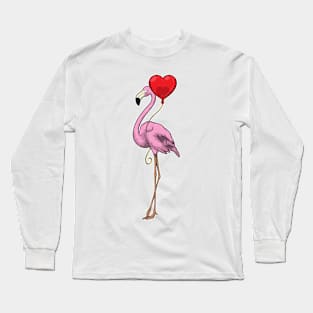Flamingo Heart Balloon Long Sleeve T-Shirt